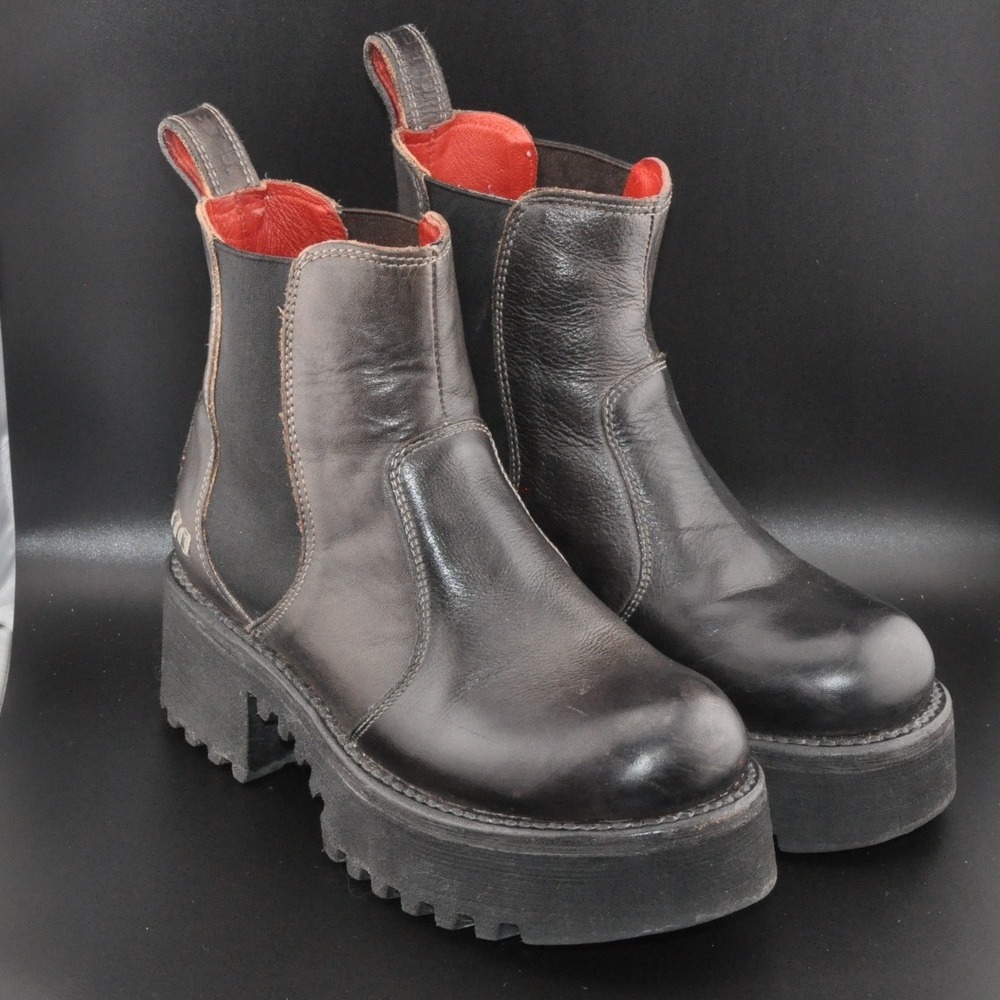 Bed Stu Leather Chelsea Platform Boots 6 Black Excellent Lug Sole Grunge Goth